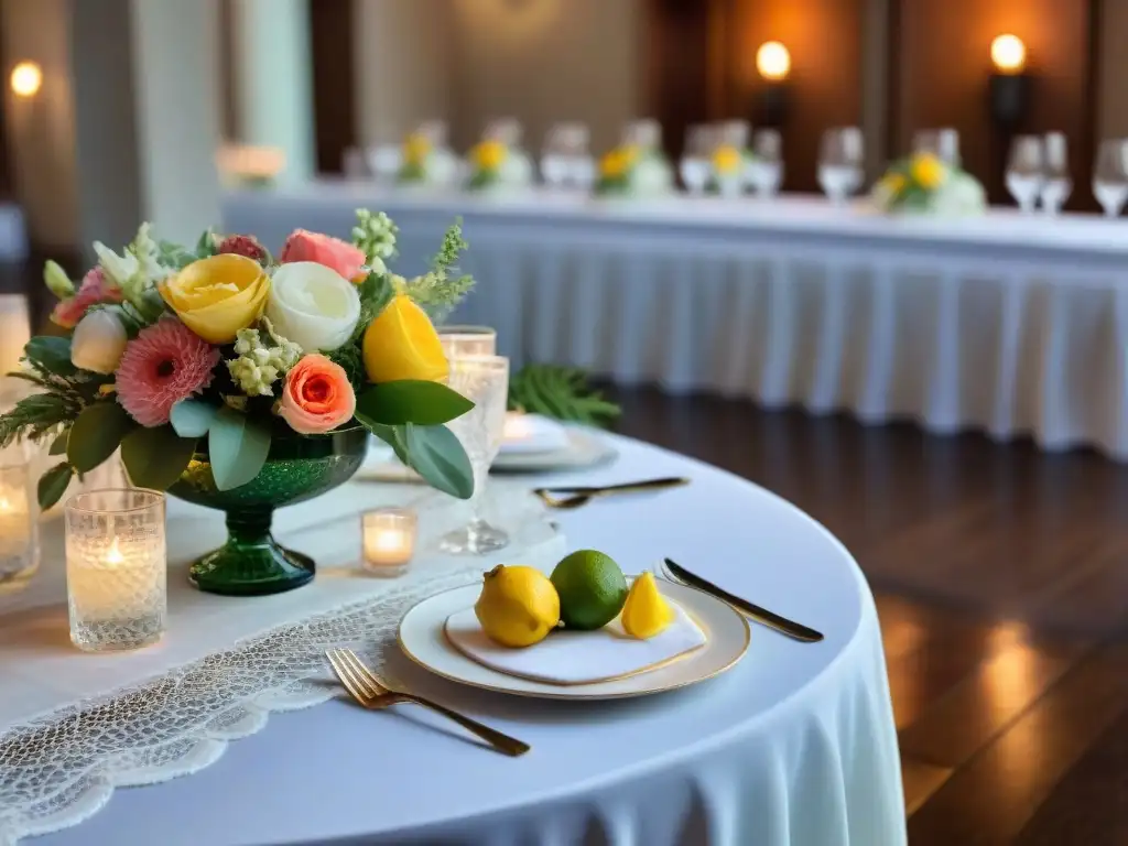 Menú bautizo sin gluten: Mesa elegante con bebidas y decoración exquisita para celebración especial