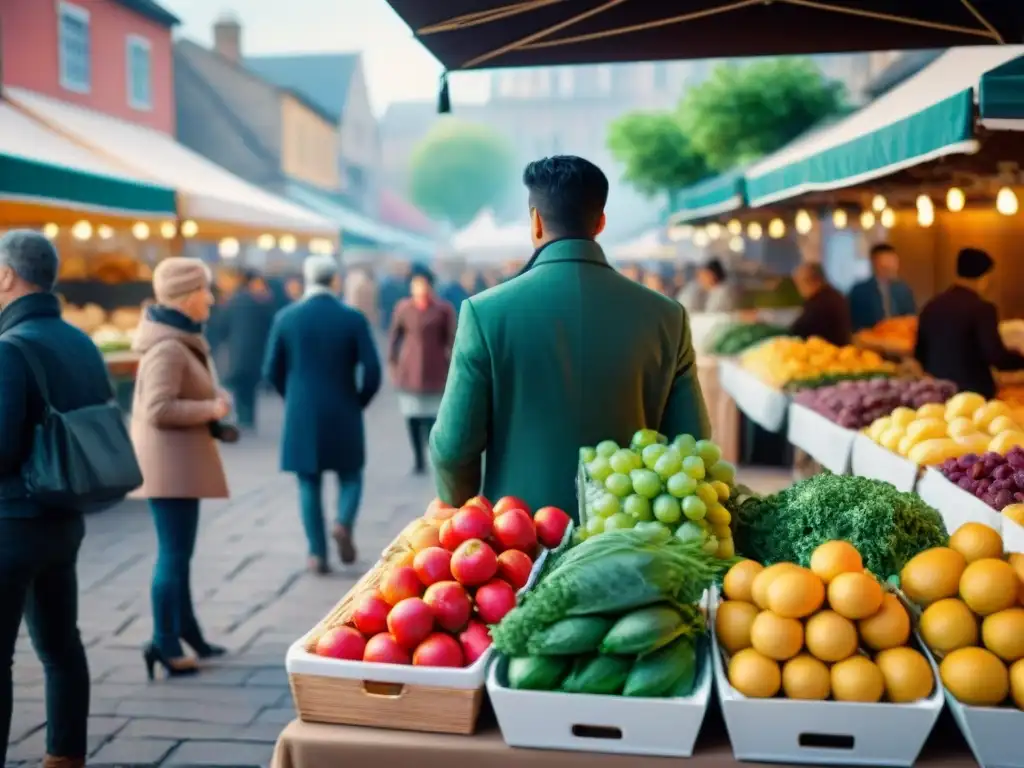 Mercado al aire libre con variedad de opciones sin gluten comer fuera en un ambiente inclusivo y diverso