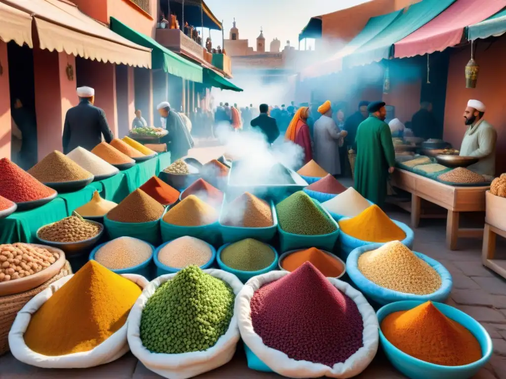 Un mercado bullicioso en Marrakech con delicias sin gluten