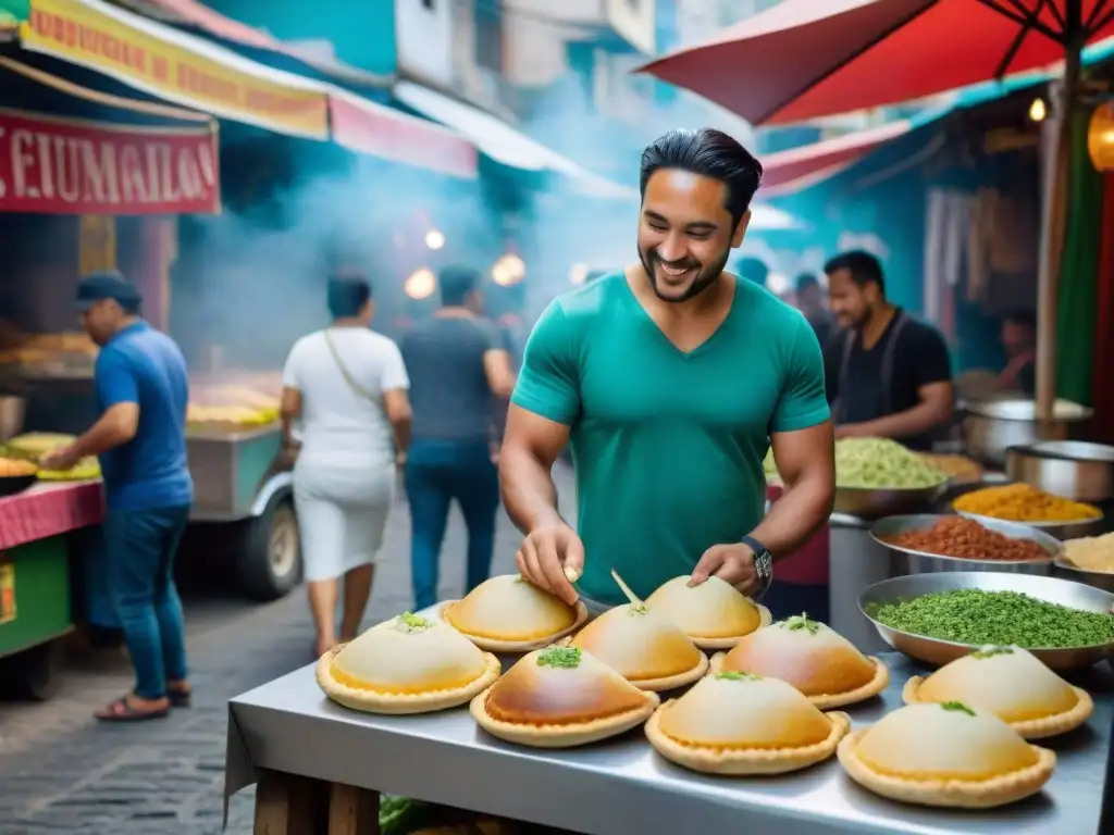 Un mercado callejero vibrante en Latinoamérica con recetas street food latino sin gluten