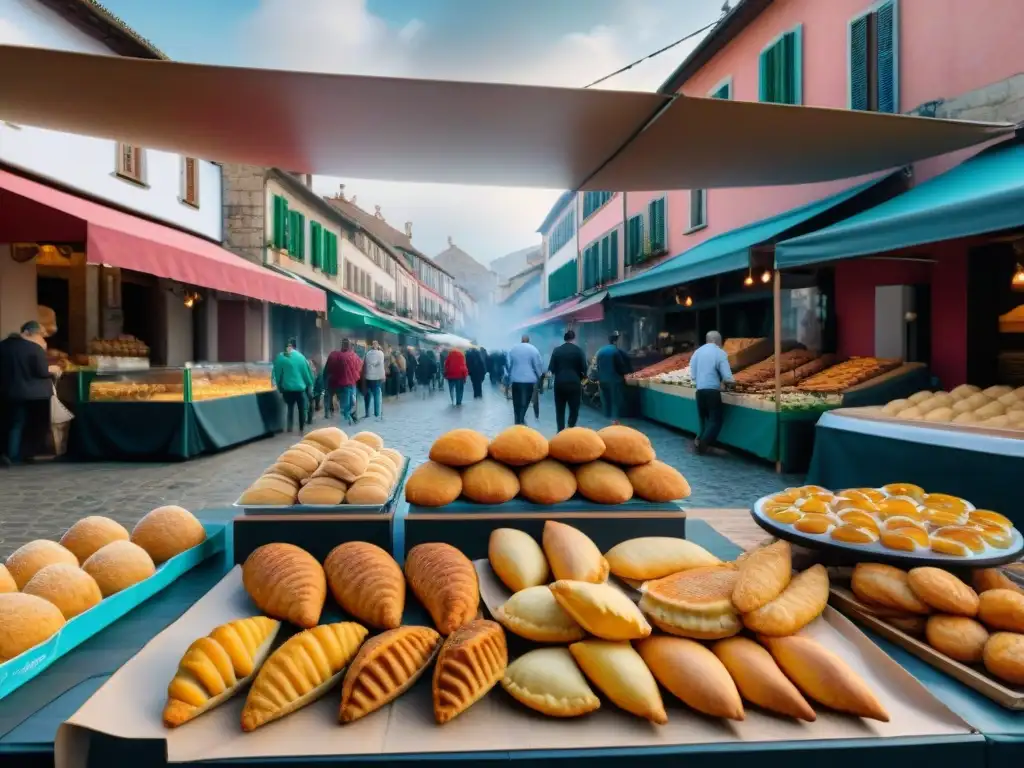 Un mercado gastronómico en Santiago de Compostela con delicias gallegas y opciones sin gluten, fusionando tradición y modernidad