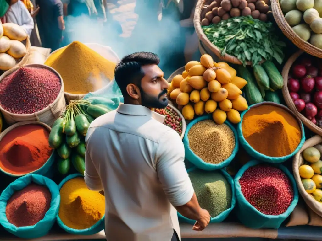 Explora un mercado indio lleno de vida y color, ideal para tu viaje a la India sin gluten