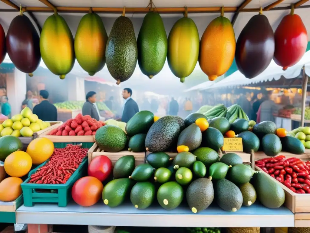 Un mercado latino vibrante con ingredientes frescos y coloridos