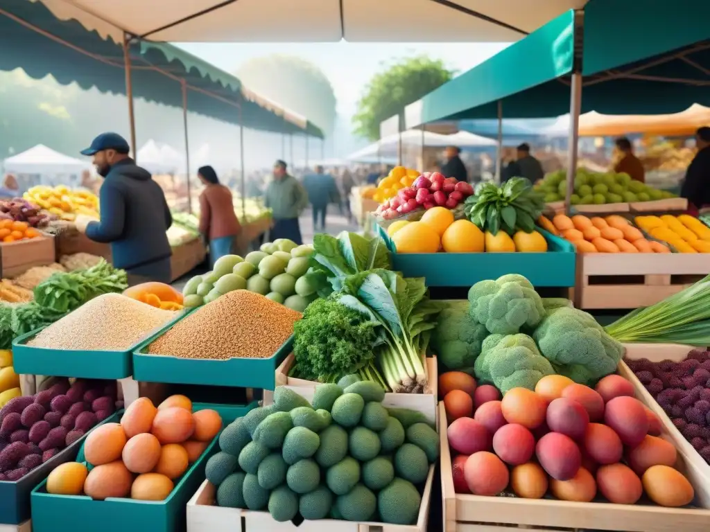 Un mercado lleno de vida con productos sin gluten