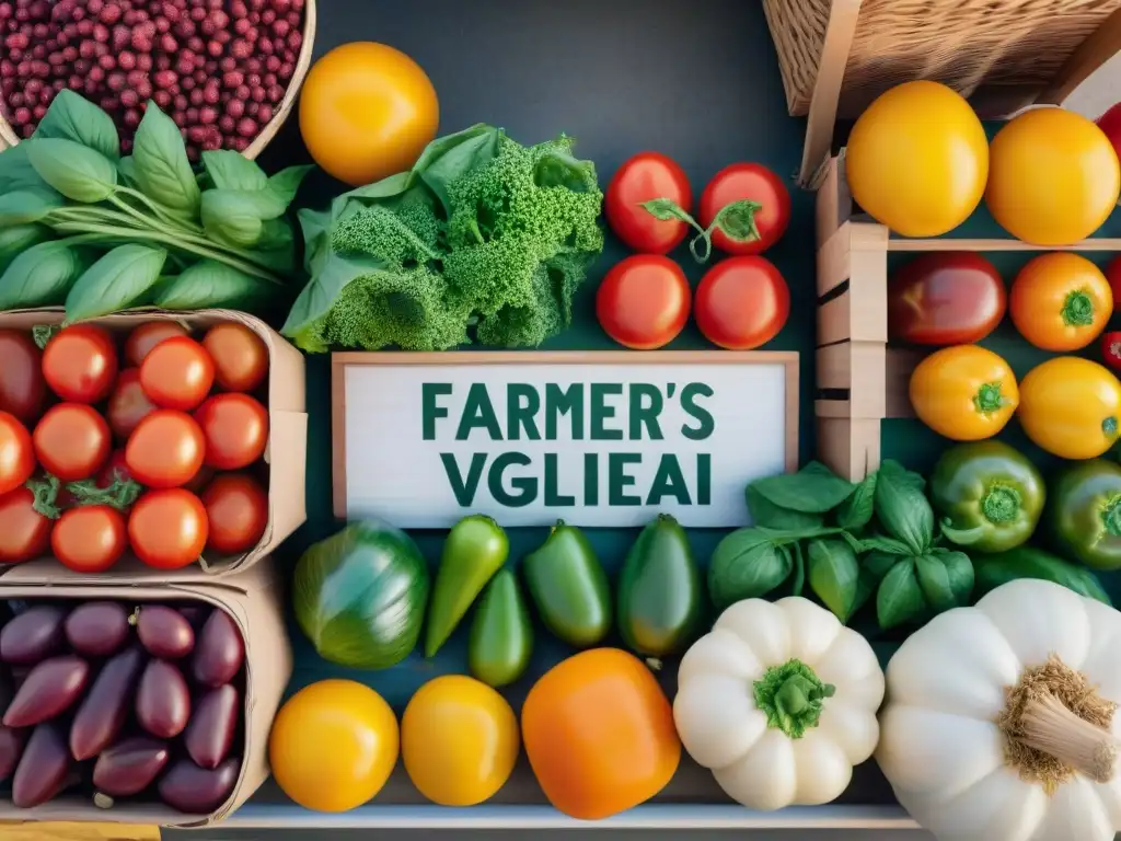 Un mercado lleno de vida con productos frescos y coloridos, donde se promueven menús sin gluten saludables semanales