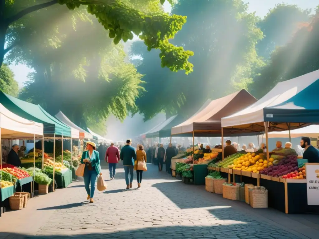 Un mercado lleno de vida con productos frescos y coloridos, ideal para la comunidad de 'Tiendas especializadas sin gluten cercanas'