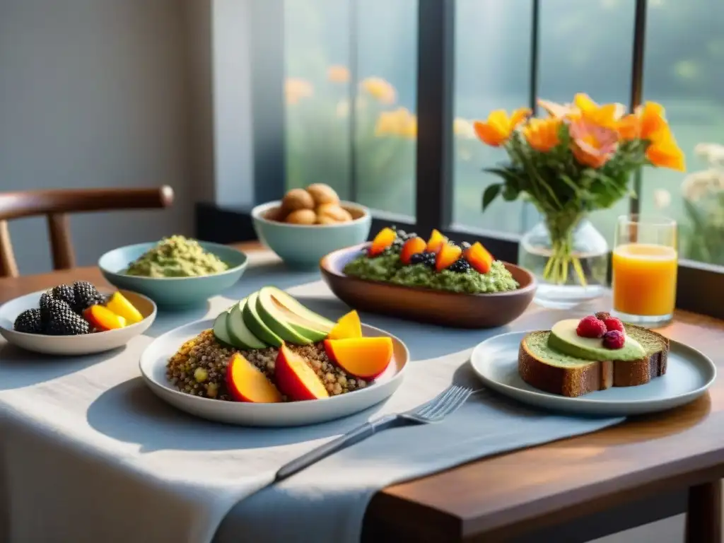 Una mesa de brunch sin gluten innovadora con recetas como tostada de aguacate de quinoa, hash de batata y pudín de chía