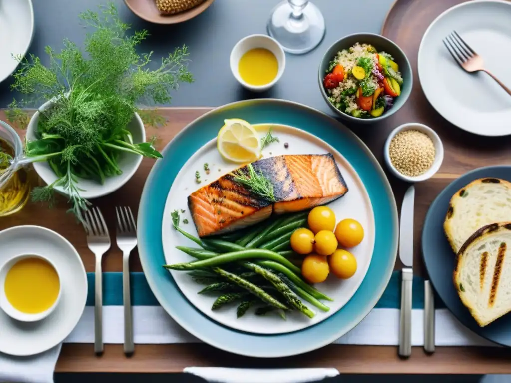 Una mesa de cena elegante con deliciosos platillos sin gluten