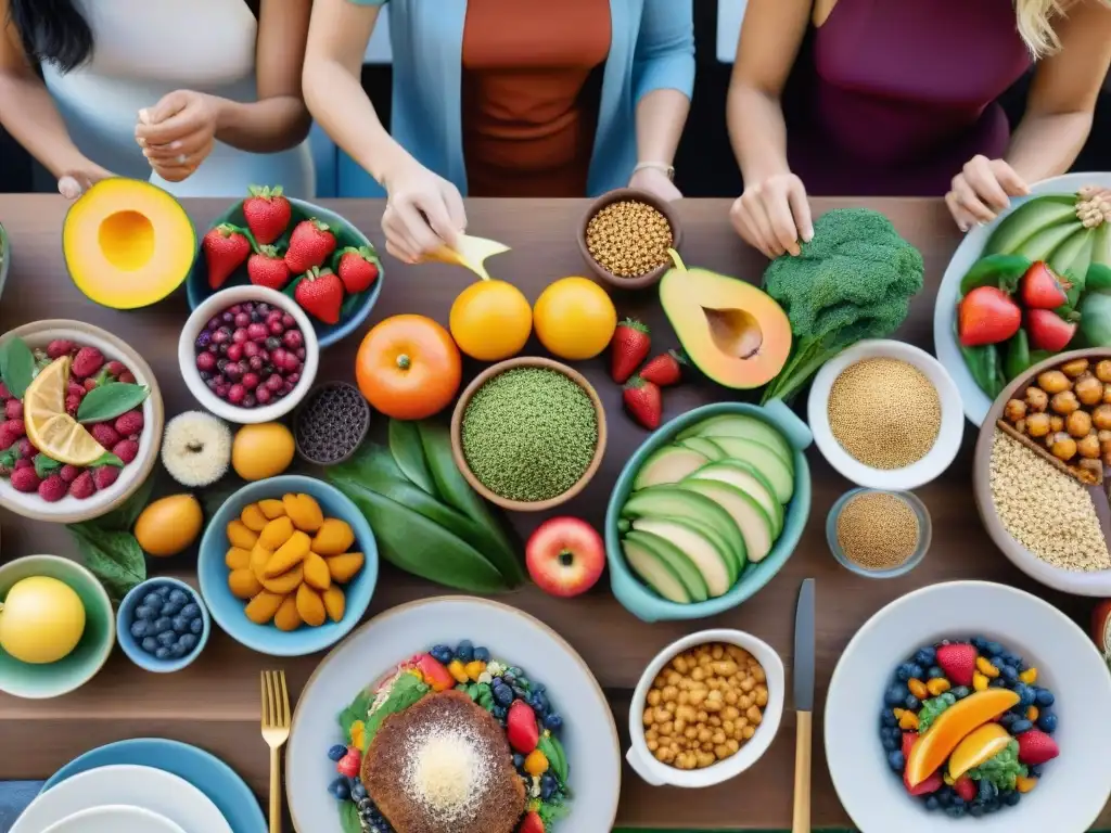 Una mesa colorida y variada de platos sin gluten que promueve mejoras en la salud