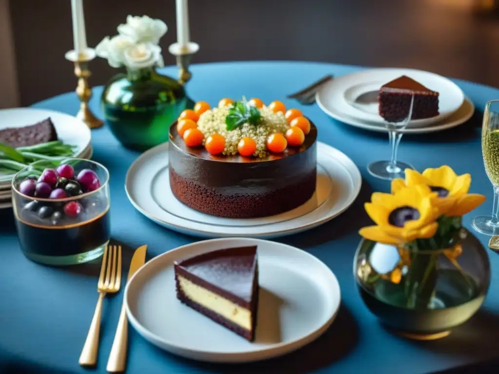 Una mesa de comedor elegante con deliciosos platillos sin gluten, creando un ambiente inclusivo