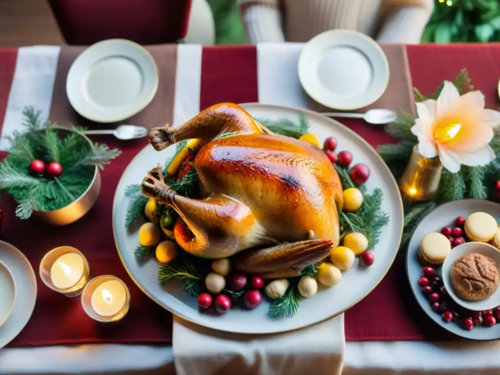 Una mesa navideña sin gluten completa con deliciosos platillos y decoración festiva