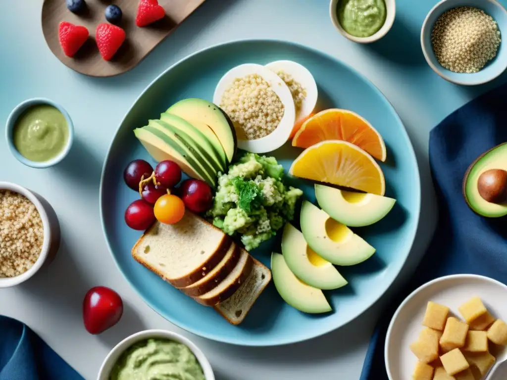 Una mesa bellamente decorada con opciones de desayuno, almuerzo, cena y merienda FODMAP-friendly baja en gluten