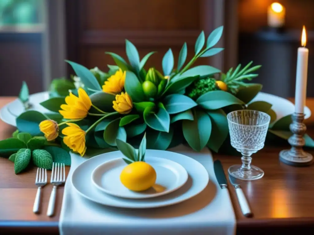 Una mesa elegantemente decorada con platos glutenfree inspirados en arte y literatura, representaciones culturales gluten arte literatura