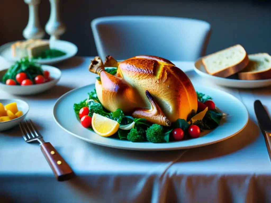 Una mesa bellamente decorada con platos tradicionales sin gluten, bañada en cálida luz natural