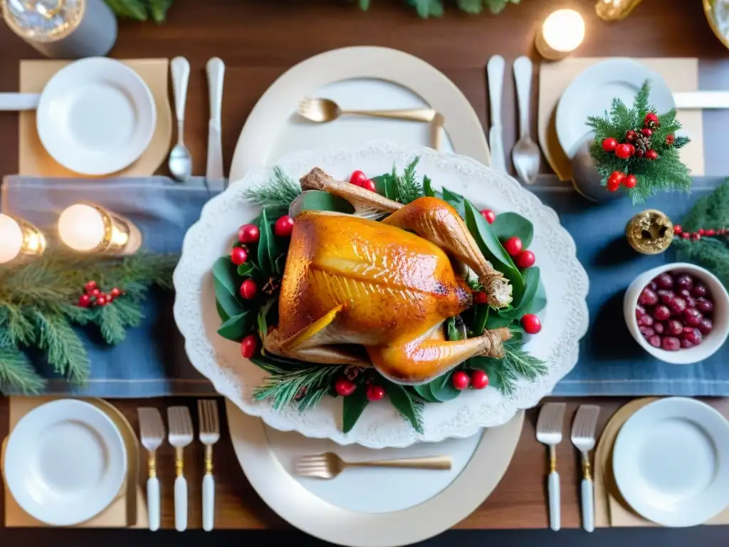 Una mesa navideña decorada con productos sin gluten para una celebración festiva