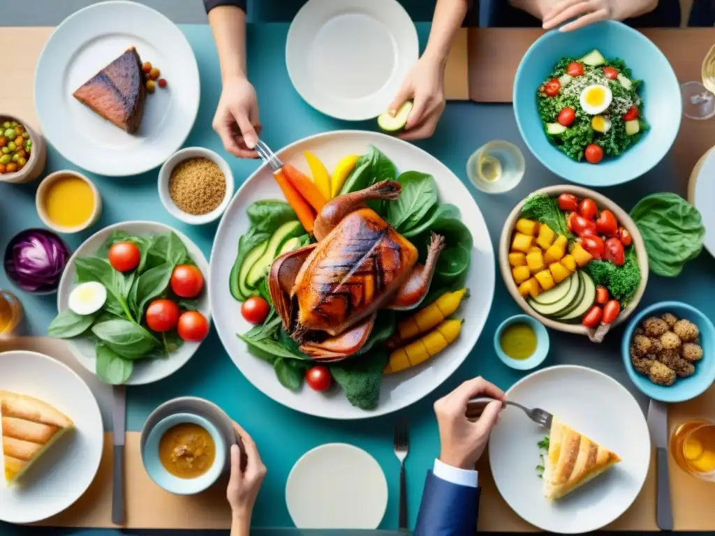 Una mesa bellamente decorada con una variedad de platillos sin gluten, resaltando los beneficios de dieta sin gluten