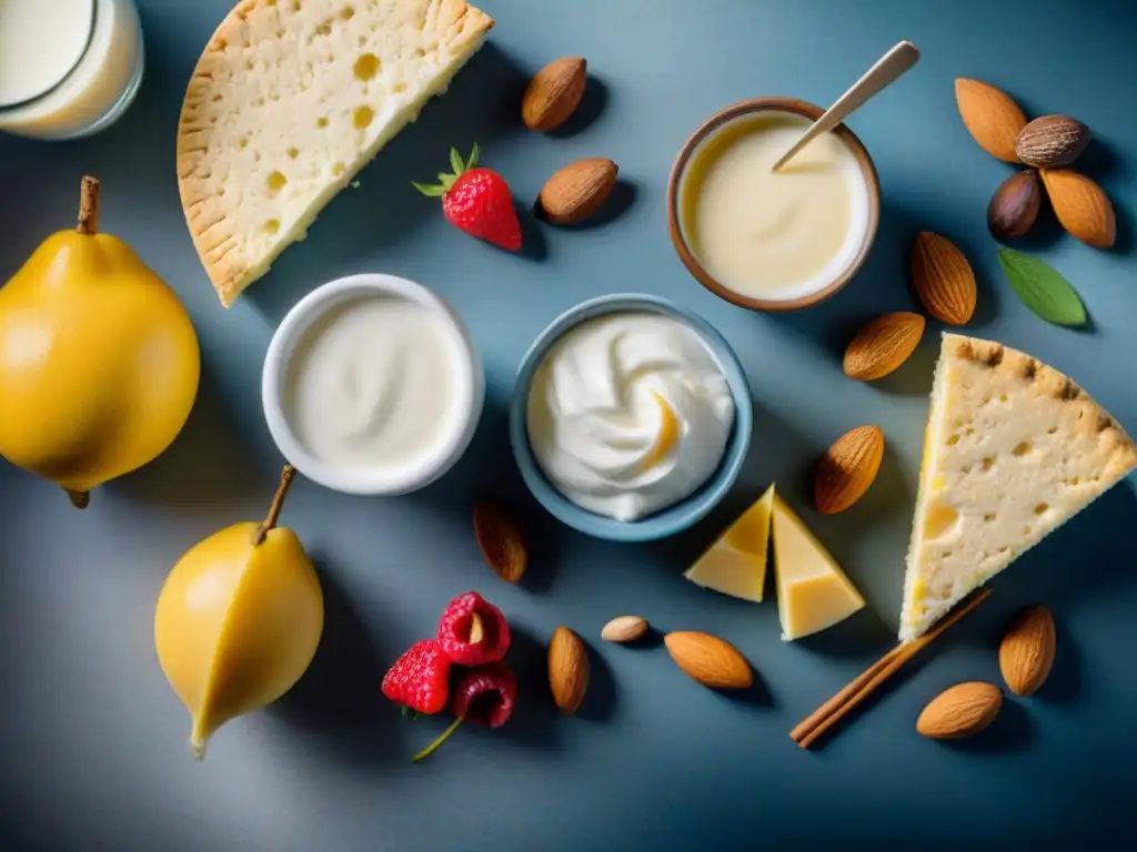 Una mesa bellamente decorada con una variedad de productos sustitutos sin gluten lácteos para platos tradicionales