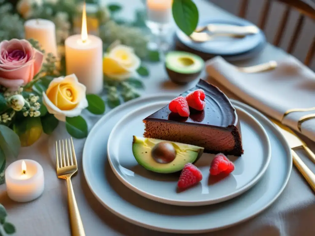 Una mesa elegante para una celebración de aniversario sin gluten, con un exquisito menú y una cálida iluminación ambiental