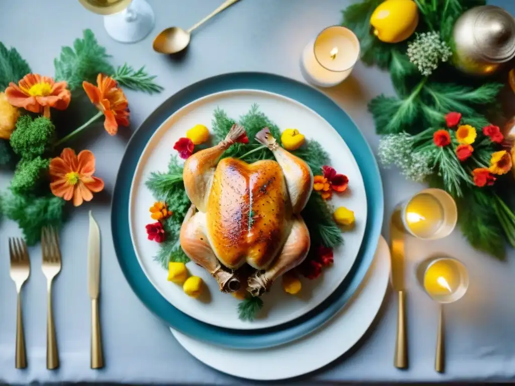 Una mesa elegante para una cena de Nochevieja sin gluten, con deliciosas recetas y una atmósfera cálida