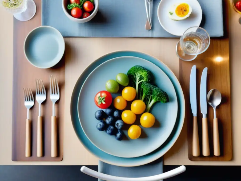 Una mesa elegante con deliciosas y coloridas recetas sin gluten bajos en carbohidratos