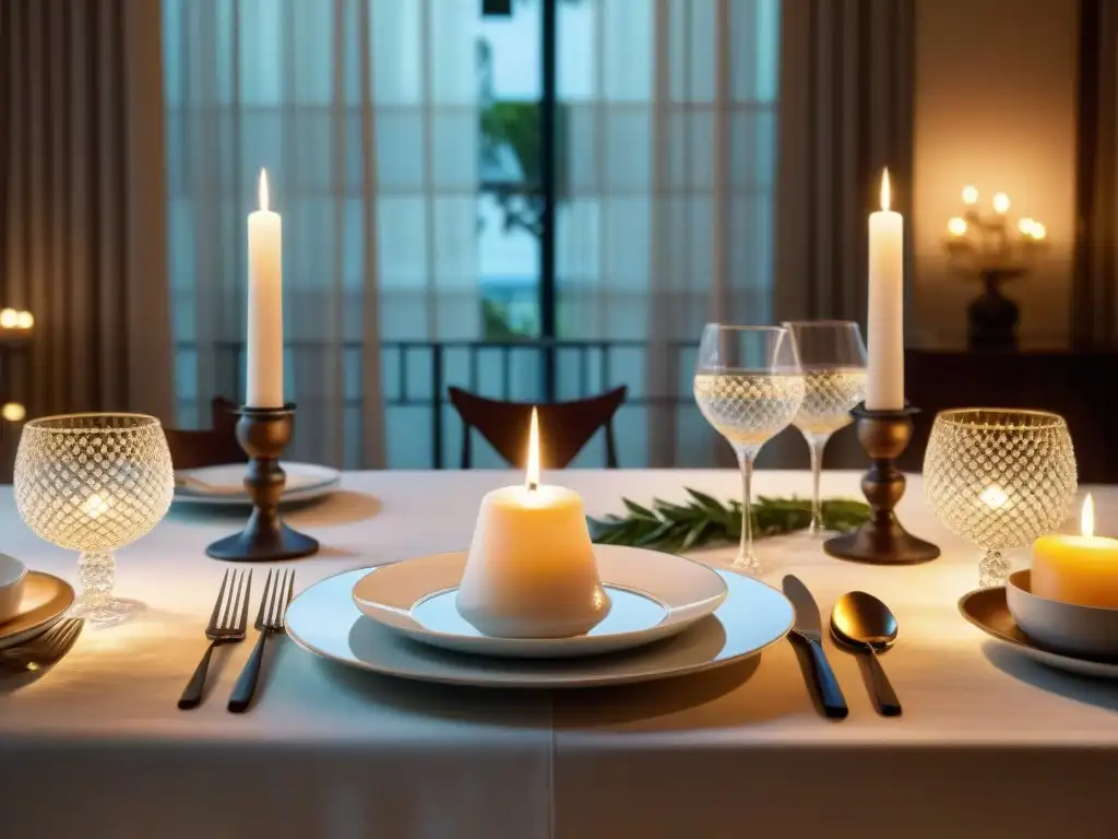 Una mesa elegante con exquisitas cenas sin gluten memorables, decorada con velas y detalles refinados