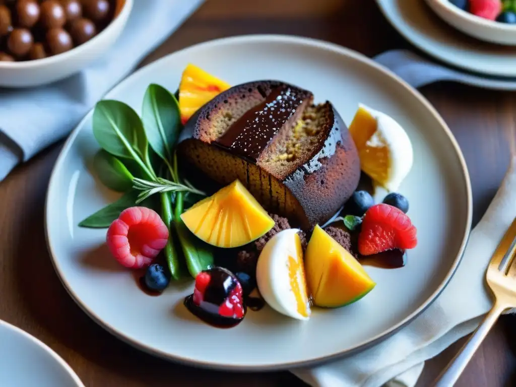 Una mesa elegante con exquisitas recetas sin gluten innovadoras en un festín de colores y sabores