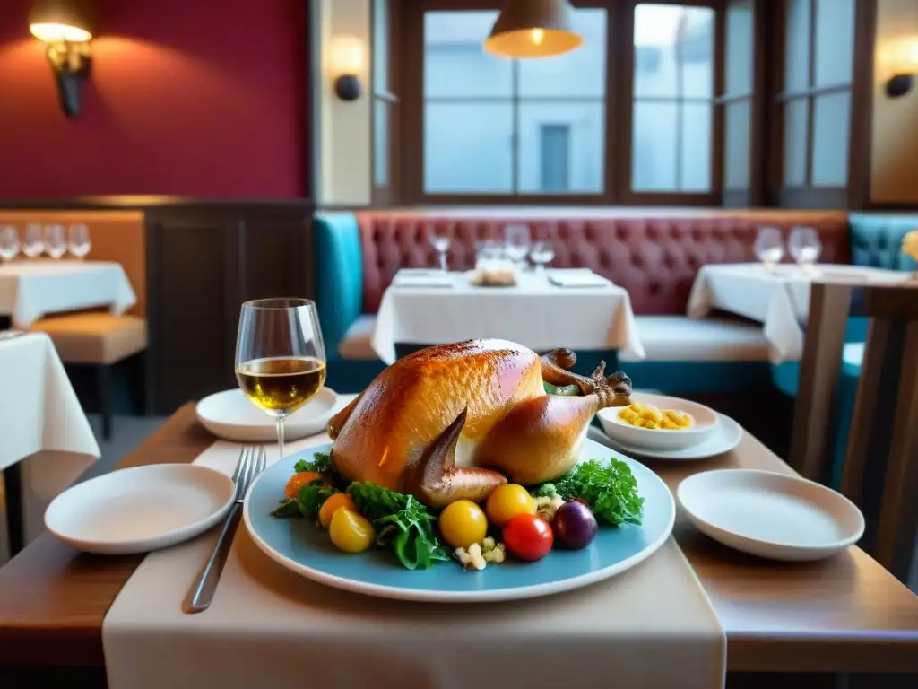 Una mesa elegante en uno de los mejores restaurantes sin gluten de Gijón, con platos vibrantes y clientes felices