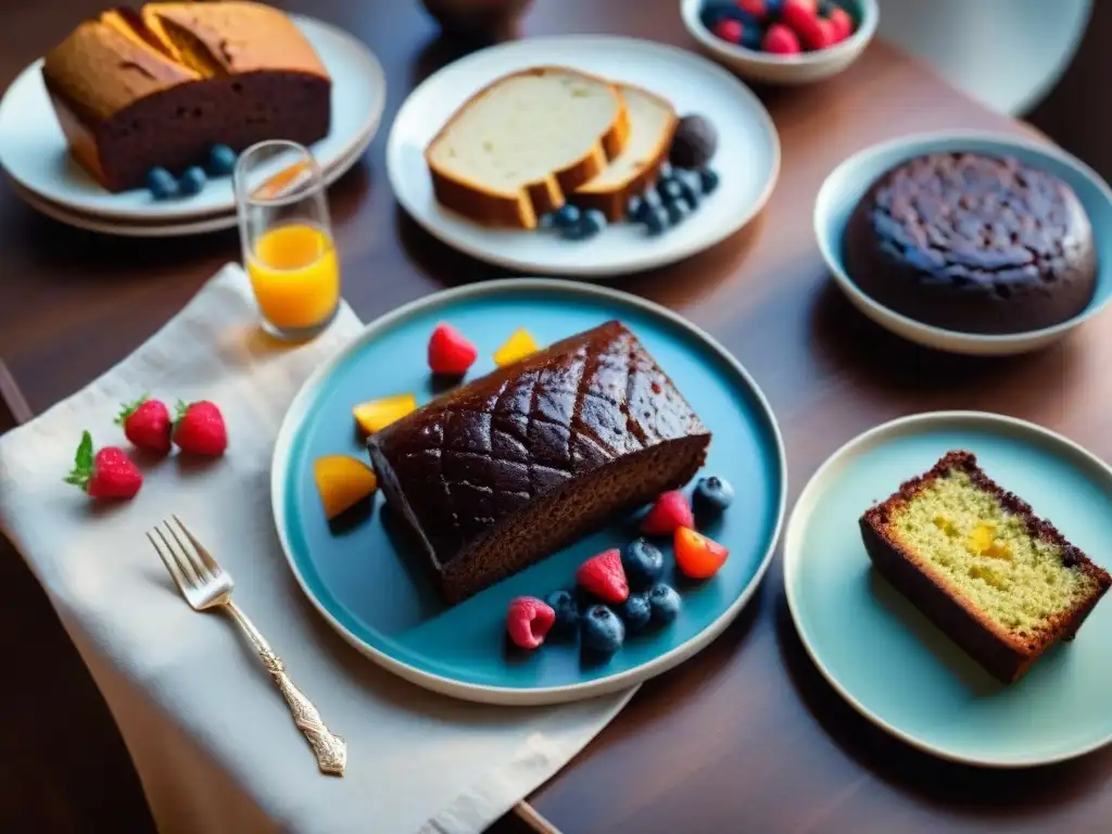 Una mesa elegante con recetas sin gluten innovadoras: quinoa, pan casero, verduras asadas y pastel de chocolate sin harina