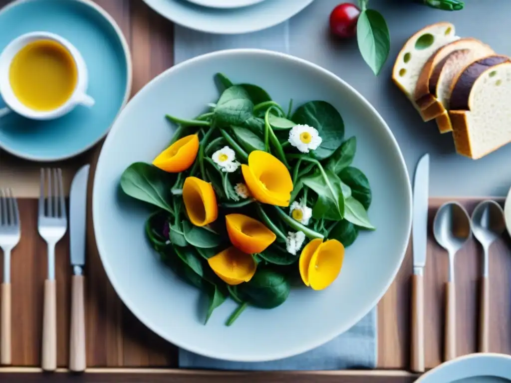 Una mesa elegante con recetas orgánicas sin gluten creativas, exudando creatividad y deliciosos sabores