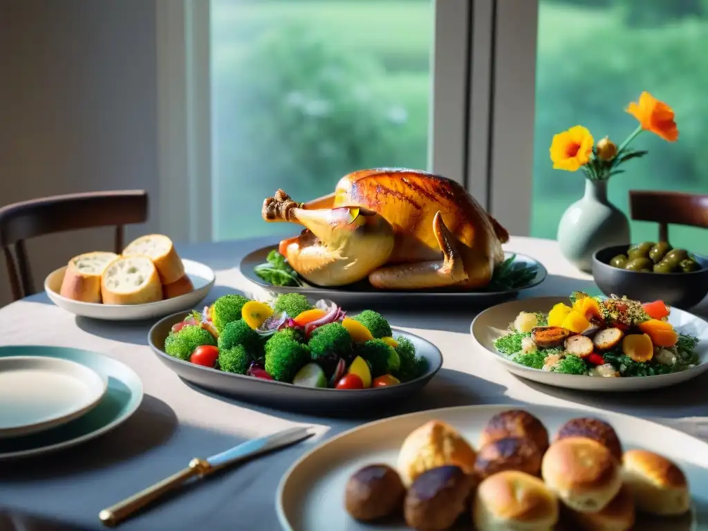 Una mesa familiar sin gluten, con platos coloridos y deliciosos