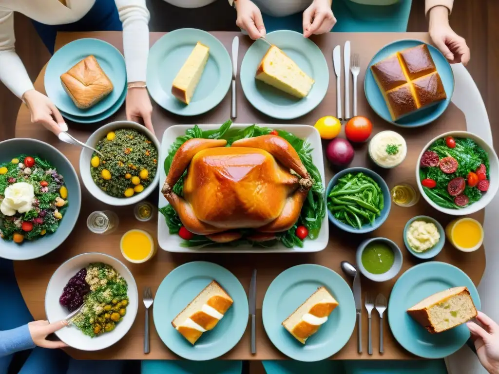 Una mesa familiar con recetas sin gluten deliciosas y coloridas, rodeada de sonrisas y calidez