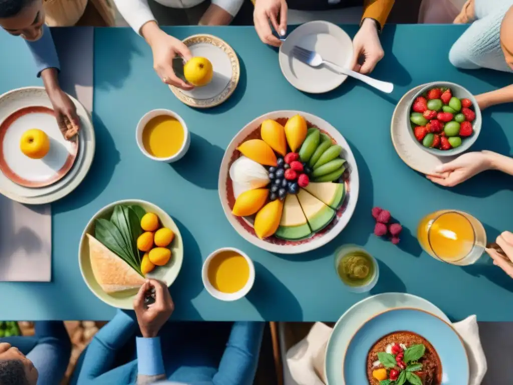 Una mesa festiva con deliciosos platillos sin gluten, personas felices y comunidad unida