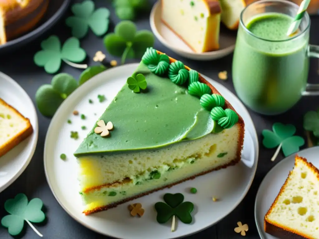 Una mesa festiva de San Patricio con recetas sin gluten en tonos verdes vibrantes