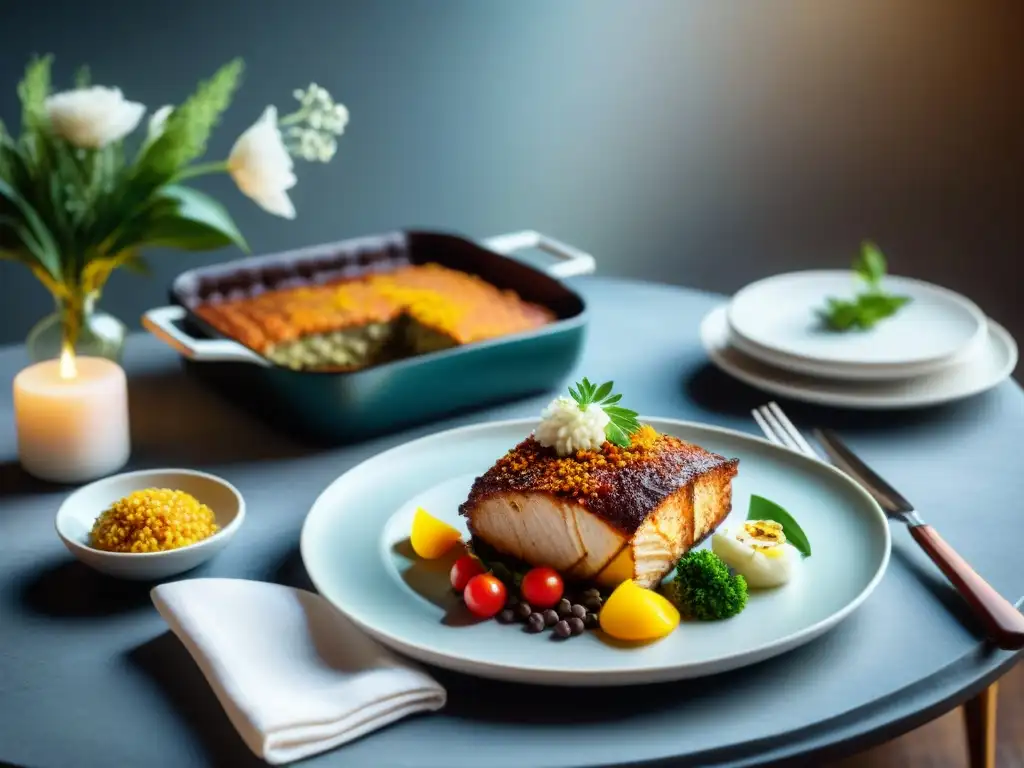 Una mesa elegantemente preparada con cinco platos clásicos sin gluten deliciosos