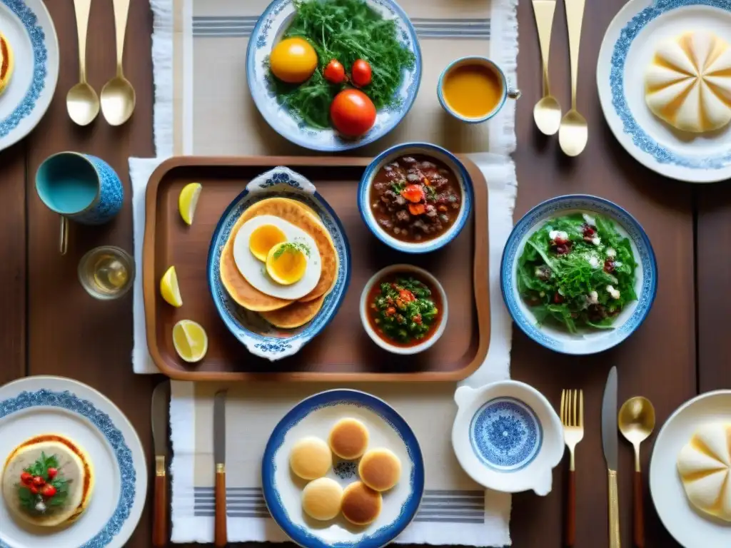 Una mesa rusa sin gluten, con platos tradicionales en un ambiente cálido y acogedor