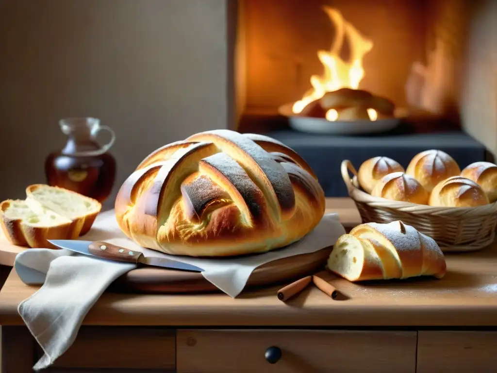 Una mesa rústica de madera con panadería sin gluten recién horneada