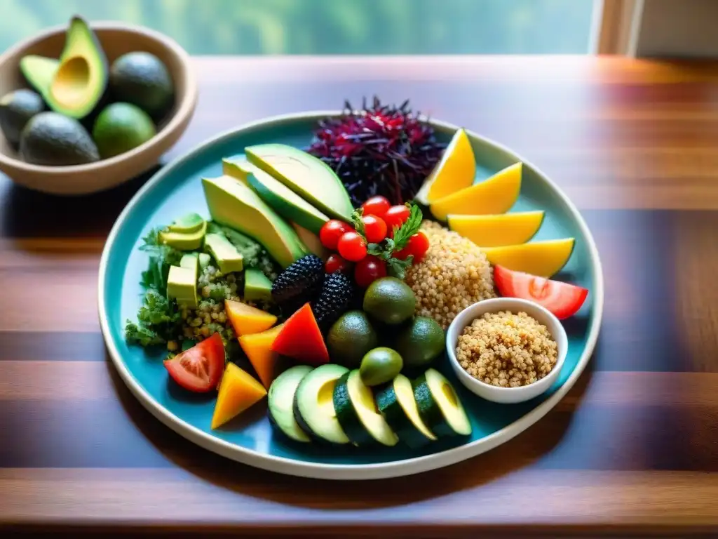 Una mesa rústica con una variedad de platillos coloridos y deliciosos, representando la esencia de la dieta sin gluten y restricciones