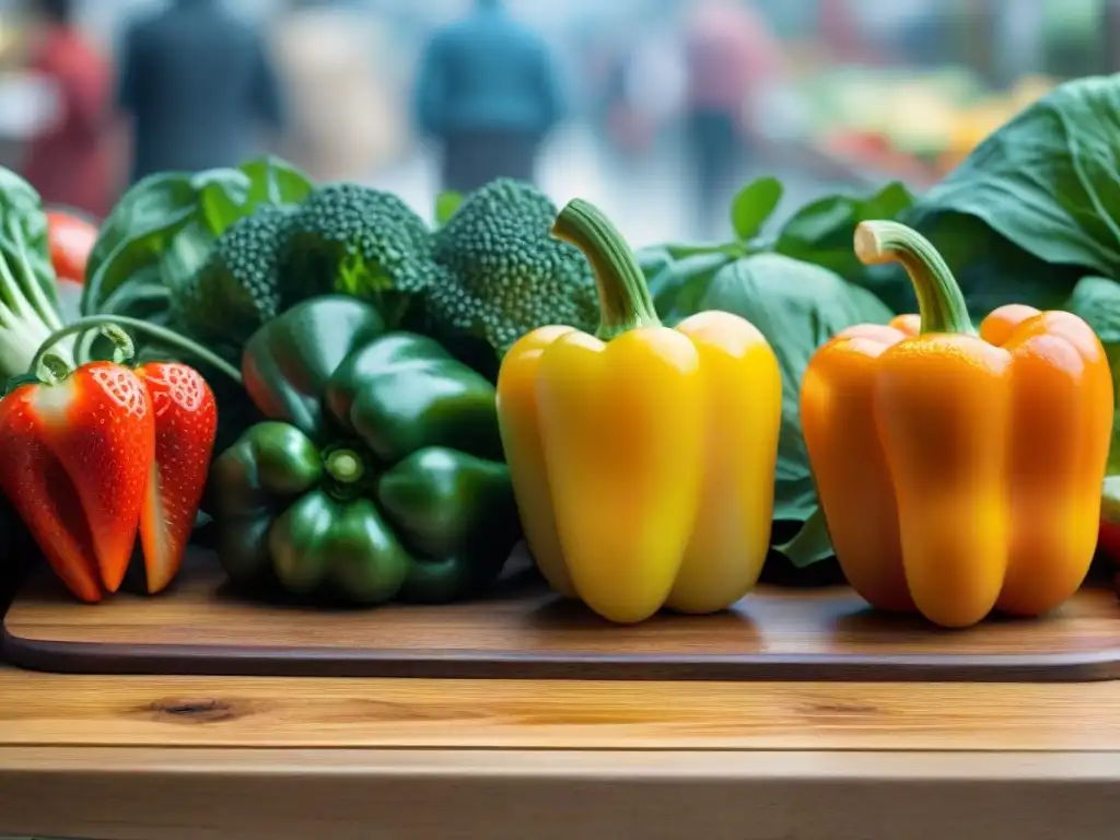 Una mezcla vibrante de frutas y verduras frescas en un mercado, ideal para una dieta sin gluten para celíacos