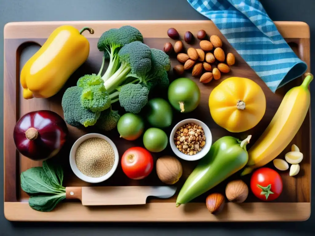 Una mezcla vibrante de ingredientes sin gluten en tabla de madera para una crianza saludable niños sin gluten