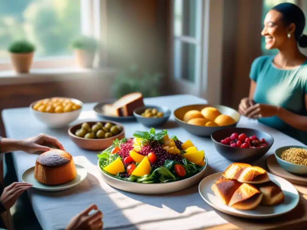 Un momento de alegría y conexión al compartir una mesa con delicias sin gluten