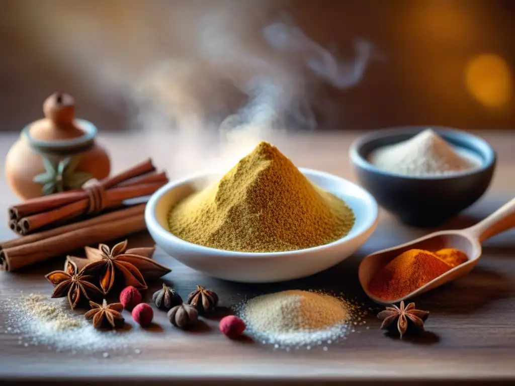 Un momento mágico: mezclando especias en un bol de harina sin gluten