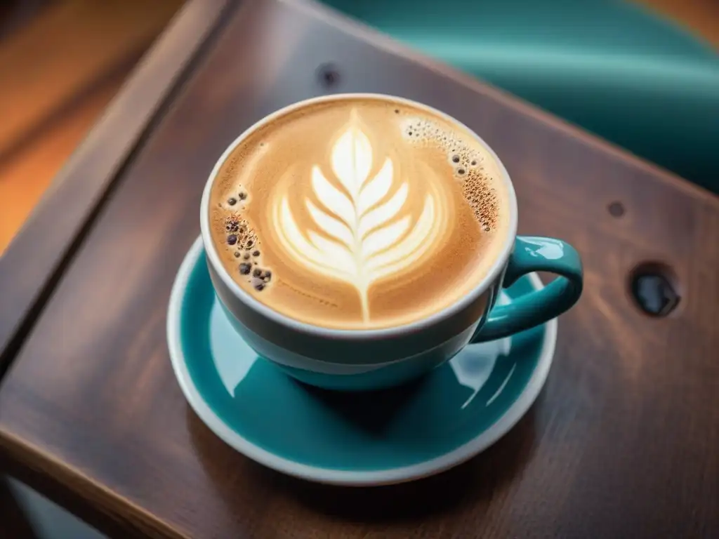 Una obra de arte en café: diseño de latte con forma de flor en un cappuccino cremoso