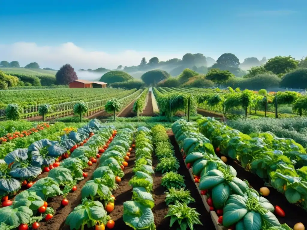 Un jardín orgánico exuberante sin gluten con tomates heredados, lechugas y fresas rodeados de fertilizantes orgánicos huerto sin gluten