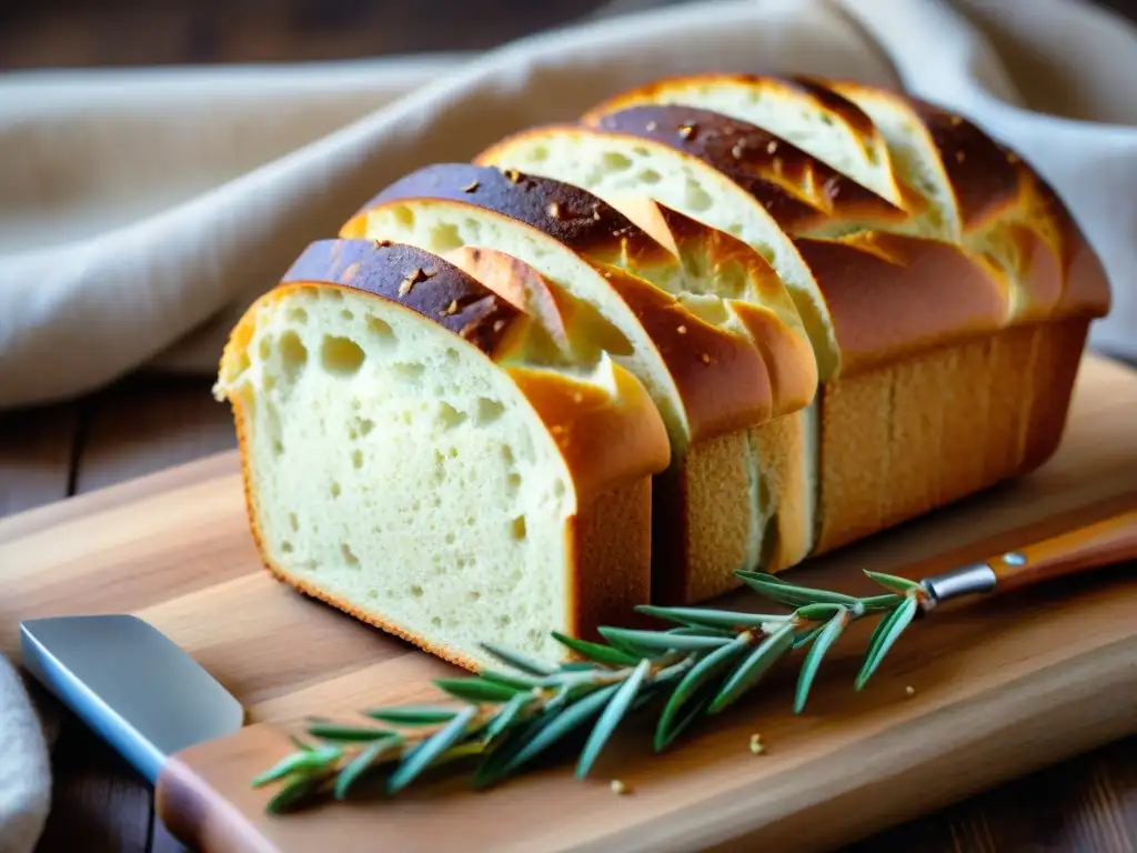 Un pan sin gluten recién horneado, con corteza crujiente y miga esponjosa, semillas de chía, lino y girasol