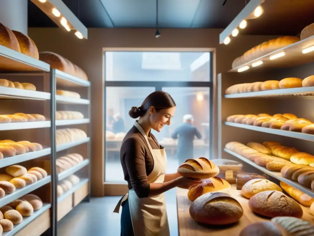 Panadería bulliciosa con clientes felices, pan sin gluten revolución panadería