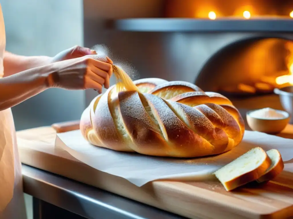 Un panadero experto moldea con precisión un pan sin gluten en una panadería sin gluten avanzada