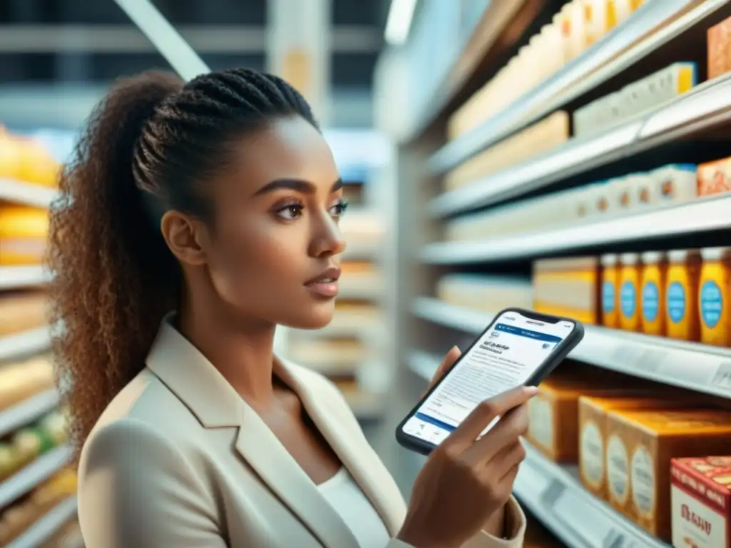 Persona concentrada leyendo etiqueta de alimentos en busca de gluten oculto