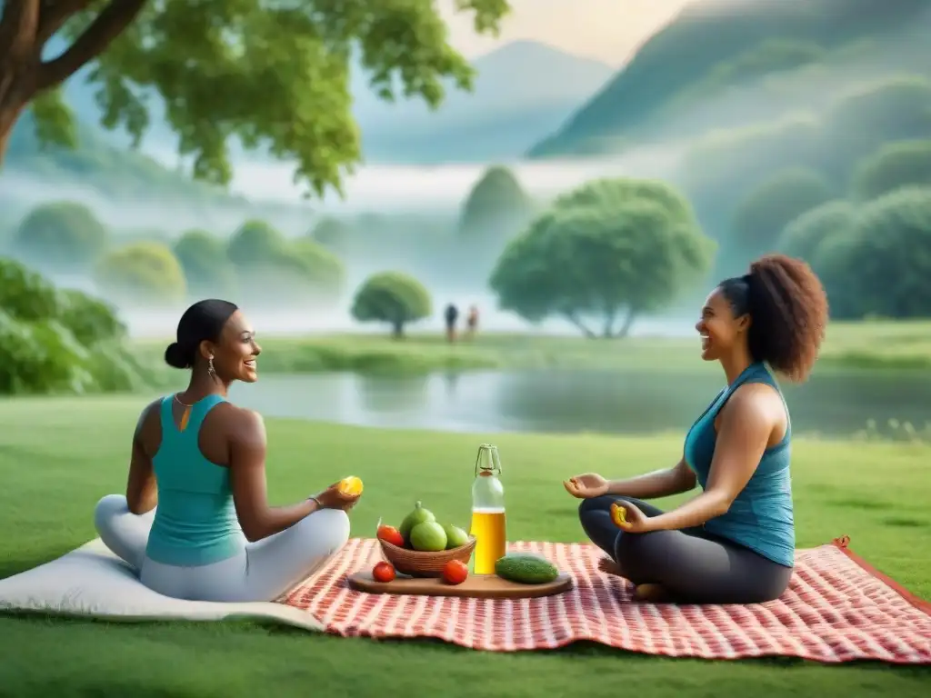 Vida saludable: Alegría y bienestar glutenfree al aire libre Personas felices disfrutando actividades al aire libre, transmitiendo bienestar y los beneficios de una dieta sin gluten en la salud mental