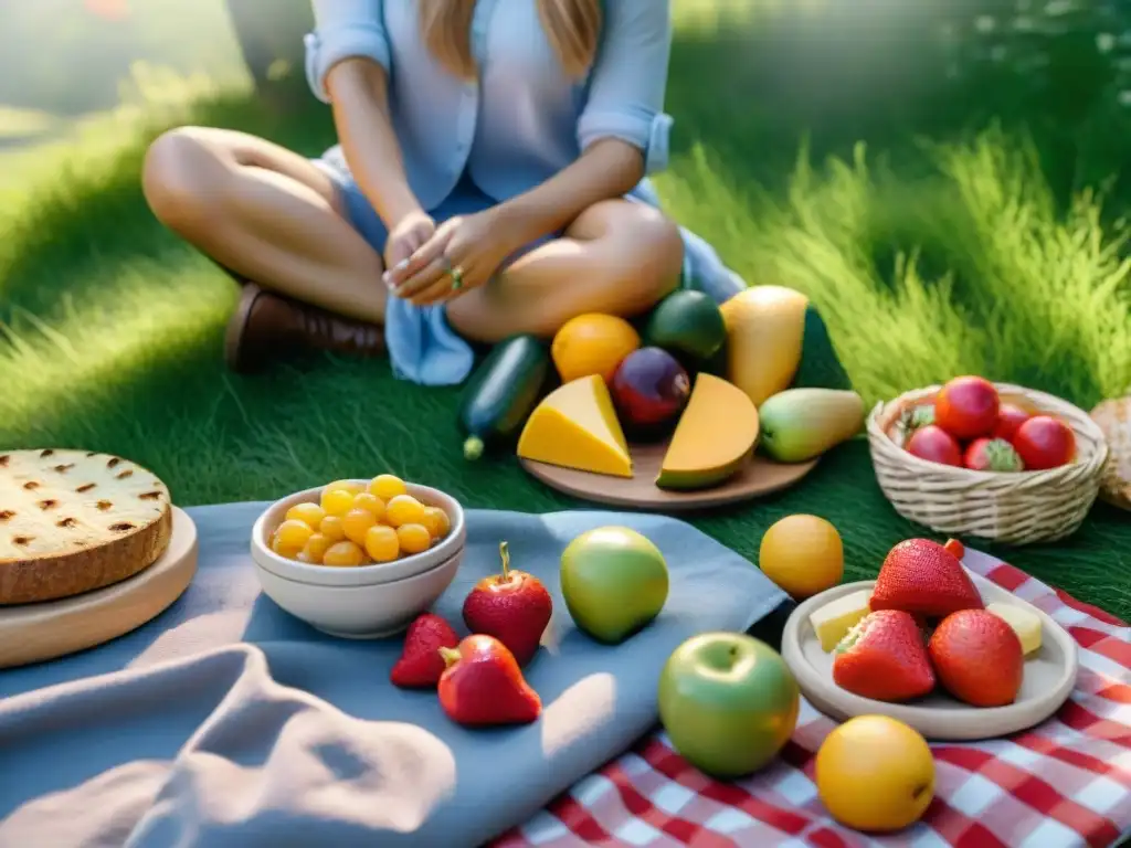 Un picnic alegre en el parque con marcas sin gluten innovadoras y sabrosas