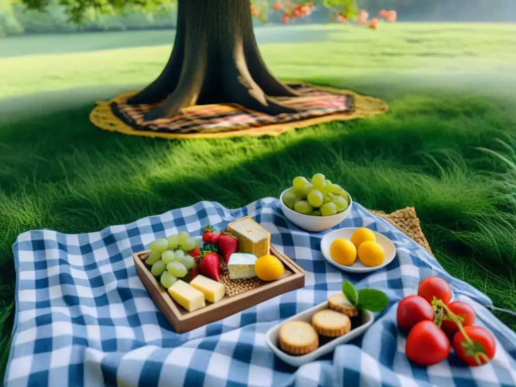 Un picnic sin gluten en un parque, con una variedad de delicias y snacks saludables